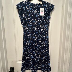 NWT MICHEAL Micheal Kors Navy Blue Floral Dress